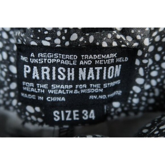 Parish Nation Chino Shorts Men's 34 Black and White Dots Baggy Knit Button Fly - Picture 9 of 10